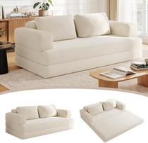 Laidinė sofa lova 160 cm, laidinė sofa sulankstoma su pagalvėle, 2 sėdimų vietų modulinė grindų sofa, suspausta sofa "4 viename", skirta svetainei ir miegamajam (smėlio spalvos)