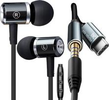 Laidinės ausinės su triukšmo slopinimu, stereo garsu, giliais baisais ir aiškiu skambučiu | Laidinės ausinės su C tipo ir 3,5 mm jungtimis, izoliuojančios triukšmą, su ENC triukšmo slopinimo mikrofonu