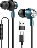 Laidinės USB-C ausinės, į ausį įdedamos ausinės su USB Type-C jungtimi, skirtos nešiojamajam kompiuteriui, su mikrofonu, magnetiniu triukšmo slopinimu; suderinamos su kompiuteriais, „iPad Pro“, „Samsung“ ir „MacBook“