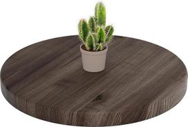 LAMO Manufaktur Apvali medinė lentelė, 50 cm, pagaminta iš natūralaus medžio, stalviršis kavos staliukui, žurnaliniam staliukui, naktiniam staliukui, storis: 40 mm, spalva: ebonitas, storis, stalviršio storis.