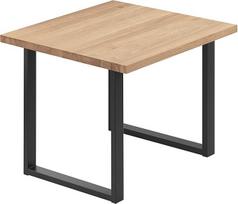 LAMO Manufaktur LBG-01-A-002-9005L Valgomojo stalas, virtuvės stalas, kavos staliukas, pagamintas iš medžio masyvo, 60 x 60 x 76 cm (AxWxH), loftas, natūralus/juodas,