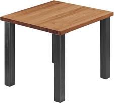 LAMO Manufaktur LBG-01-A-004-000Cl Valgomojo stalas, virtuvės stalas, kavos staliukas, pagamintas iš medžio masyvo, 60 x 60 x 76 cm (AxWxH), klasikinis, tamsus / neapdorotas plienas su skaidriu laku, LBG-01-000000000000