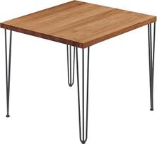 LAMO Manufaktur LBG-01-A-004-000Cr Valgomojo stalas, virtuvės stalas, kavos staliukas, pagamintas iš medžio masyvo, 60 x 60 x 76 cm (AxWxH), kūrybiškas, tamsus / neapdorotas plienas su skaidriu laku, tamsus