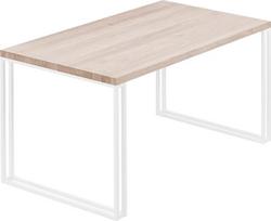 LAMO Manufaktur LOG-01-A-001-9016Fr valgomojo stalas, virtuvės stalas, kavos stalelis, pagamintas iš masyvios medienos, 100 x 60 x 76 cm (ilgis x plotis x aukštis), rėmas, neapdorotas / baltas, neapdorotas