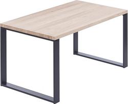 LAMO Manufaktur LUG-01-A-001-7016M Valgomojo stalas, virtuvės stalas, rašomasis stalas, žurnalinis staliukas iš medžio masyvo, 100 x 80 x 76 cm (plotis x ilgis x aukštis), modernus, neapdorotas / antracitas,