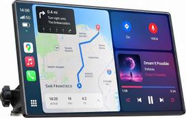LAMTTO 9 colių „CarPlay“ ekranas, belaidis „CarPlay“ ir „Android“ automobilinis nešiojamas radijas su 2,5K priekinės vaizdo kameros ir galinio vaizdo kamera, 64GB TF kortelė, automobilių elektronika su „Siri“ / „Google“ navigacija ir „Mirror Link“