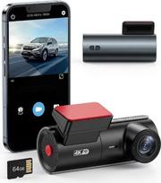 LAMTTO automobilinė vaizdo kamera, montuojama priekinėje automobilio dalyje, 4K raiška, su „Wi-Fi“, SD kortele, WDR, naktinio matymo funkcija ir G-jutikliu