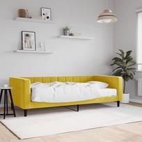 LAPOOH 3196672 Dienos lova su čiužiniu Geltona 90 x 200 cm Velvet Sofa lova Dienos lova Sofa lova Jaunimo lovos rėmas Miegamojo lova Kanapa
