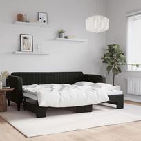 LAPOOH 3197060 Išskleidžiama dieninė lova, juoda, 80 x 200 cm, aksomas, sofa lova, sofa lova, paauglių lova, lovos rėmas, lovos kušetė