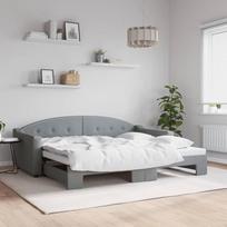 LAPOOH 3197530 Išskleidžiama dieninė lova, šviesiai pilka, 90 x 200 cm, audinys, Sofa lova, Sofa lova, paauglių lova, lovos rėmas, lovos kušetė