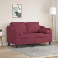 LAPOOH 3200843 Dvivietė sofa su dekoratyvinėmis pagalvėlėmis, vyno raudonos spalvos, 120 cm, audinio apmušalai, poilsio sofa, sofos ir kušetės, poilsio sofa, sofa svetainei