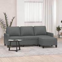 LAPOOH 3201038 3-vietė sofa su pufu, tamsiai pilka, 180 cm, audinio apmušalas, sofos ir kušetės, svetainės sofa, sofa paauglio kambariui, poilsio sofa, sofa miegamajam, minkšta sofa