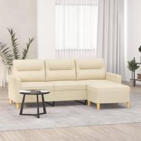 LAPOOH 3201075 3-vietė sofa su pufu, kreminė, 180 cm, audinio apmušalas, Sofos ir kušetės, Svetainės sofa, Sofa paauglio kambariui, Poilsio sofa, Sofa miegamajam, Minkšta sofa