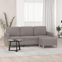 LAPOOH 3201199 3-vietė sofa su pufu, pilkai rudos spalvos, 180 cm, audinio apmušalas, poilsio sofa, sofos ir kušetės, poilsio sofa, sofa svetainei