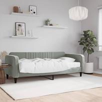 LAPOOH Dviaukštė lova su čiužiniu, šviesiai pilka, 90 x 200 cm, aksomas, sofa lova, sofa lova, sofa lova, paauglių lova, lovos rėmas, lovos kušetė 3197039