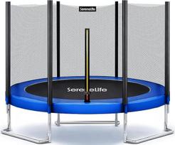 Lauko batutas su apsauginiu tinklu, 8 pėdų – pilno dydžio kiemo batutas su apsauginiu tinklu – uždaras batutas vaikams, paaugliams ir suaugusiems – 8 pėdų batutai, skirti naudoti tiek patalpose, tiek lauke – SLTRA8BLEU