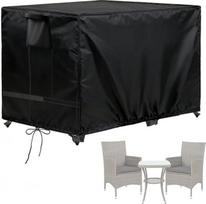 Lauko bistro komplekto dangtis, vandeniui ir vėjui atsparus stalo dangtis, skirtas 3 baldų komplektui, 420D itin tvirtos rotango sodo baldų dangčiai su ventiliacijos angomis, 170L x 65B x 87H cm, juodos spalvos