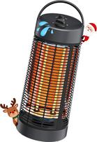 Lauko elektrinis šildytuvas, nešiojamas infraraudonųjų spindulių šildytuvas su 600 W / 1200 W galios reguliavimu, apsauga nuo pasvirimo, anglies pluošto šildymo vamzdis, skirtas sodui, terasai ir garažui, juodos spalvos