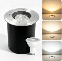 Lauko grindų prožektorius, pasukamas, 3 CCT, GU10, IP67, 230 V, sidabrinis