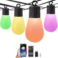 Lauko girliandų su spalvotais rutuliais rinkinys: 50 LED lauko girliandų, 30 m, skirtos Helovino šventei, balkonui, sodui ir vakarėliams papuošti