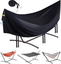 Lauko hamako brezentas - vandeniui atsparus 420D hamako dangtis 12 pėdų (3,65 m) hamako stovui, atsparus vėjui, su 3 sagtimis ir 1 elastine, ventiliuojama, atspindinčia rankena