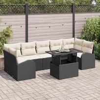 Lauko sofa-lovos 8-teilig aus Poly-Rattan, Garten-Sofa-Set 8 Stück in Schwarz, Gartenmöbel-Set 8-teilig mit Tisch, Gartensofa-Set schwarz Poly-Rattan inklusive Kissen