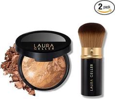 LAURA GELLER NEW YORK „Get Glowing“ rinkinys (2 vnt.): „Balance-N-Glow“ makiažo teptukai, skirti naudoti orkaitėje, „Kabuki Bronze“ + „Airbrush“