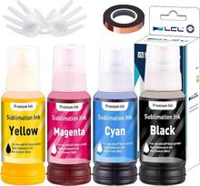 LCL 400 ml sublimacijos rašalo pildymo rinkinys, skirtas „Epson EcoTank“ spausdintuvams ET-2700, ET-2750, ET-2751, ET-2756, ET-3700, ET-2850, ET-2856, skirtas puodelių, stiklinių, marškinėlių (automatinio pildymo / atnaujinta versija / be ICC)