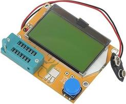 LCR matuoklis – daugiafunkcinis testeris su LCD ekranu, skirtas tranzistorių, diodų ir kondensatorių ESR matavimui, automatinis atpažinimas, 6,3 x 7,1 cm (mygtukas)