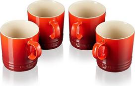 LE CREUSET 4 akmens masės puodelių rinkinys, po 350 ml, vyšninės raudonos spalvos, 79113350600000