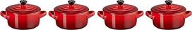 LE CREUSET 79212100600100 4 vnt. mini keraminių kokotų rinkinys, po 200 ml, 10 x 5 cm, keramika, vyšnių raudona