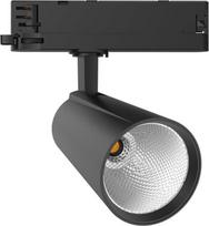 LED bėginis prožektorius, 30 W, trifazis, 4 laidų, pasukamas ir pasukamas bėginis šviestuvas, 3000 K šilta balta, 2800 lm, aliuminis, lubinis šviestuvas, skirtas interjero apšvietimui, bėginė sistema, juodos spalvos