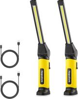 LED darbo lempa, 4000 mAh dirbtuvės lempos akumuliatorius su magnetais, 3 apšvietimo režimai, 120° pasukamas žibintuvėlis, įkraunama LED lempa, 1000 LM COB apžiūros lempa, skirta automobilių remonto dirbtuvėms ir kempingui (2 vnt. rinkinys)