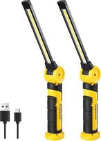 LED darbo šviesos lempa dirbtuvėms, 4000 mAh šviesos diodų žibintuvėlis, įkraunamas su magnetu ir 120° pasukamas, 3 šviesos režimai, rankinis žibintas, COB kontrolės lempa, skirta automobilių remontui, stovyklavimui, avarinėms situacijoms (2 vnt.)