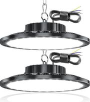 LED dirbtuvių lubų šviestuvas, 100 W, 2 vnt., 10 000 LM, 7000 K, UFO pramoninis šviestuvas, salės prožektorius, dirbtuvių šviestuvas, IP65 vandeniui atsparus rūsio šviestuvas, garažo šviestuvas, LED prožektorius gamykloms, garažams, sandėliams