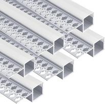 LED gipso kartono profilis, skirtas 13 mm LED juostelėms, 6 x 1 m 701 berėmis įleidžiamas aliuminio kanalas, LED juostelių kanalas su baltu difuzoriumi, LED aliuminio profilis, skirtas tiesioginiam apšvietimui ant sienų ir lubų