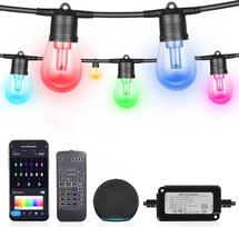 LED girliandų maitinimas lauke, 30 m RGB reguliuojamo ryškumo lemputės su „Alexa“ ir „Google Assistant“, nuotolinio valdymo pultu, IP65 atsparumas atmosferos poveikiui – lauko girliandos, skirtos Kalėdų vakarėliui, terasai ir sodui