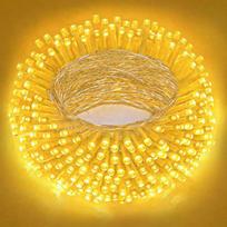 LED girliandos, 100 m, 1000 LED, šilta balta spalva, skaidrus kabelis