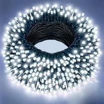 LED girliandos, 80 m, 800 LED, šaltai balta šviesa, žalias laidas