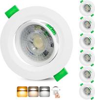LED įleidžiamas prožektorius 230 V Dimmable 68-80 mm skylės dydis 5 W IP44 LED prožektoriai itin plokšti lubų prožektoriai 45° pasukami įleidžiami žibintai 2700 K / 4000 K / 6000 K prožektoriai lubų apšvietimas vonios kambariui baltos spalvos 6 vnt.