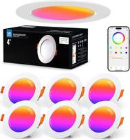 LED įleidžiamas prožektorius 230 V RGB Alexa, Smart LED Spot Ultra Flat Bluetooth 10 W 6 įleidžiami prožektoriai Dimmable Spalvoti lubų prožektoriai Music Sync App Control Colours Prožektoriai Lubų šviesa