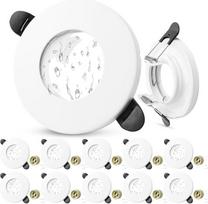 LED įleidžiami prožektoriai 230 V IP65 rėmas su GU10 lizdu, LED prožektoriai vonios kambariui, itin plokšti, 55-70 mm skylės dydžio, apvalus GU10 montavimo rėmas, įleidžiami prožektoriai, lubų prožektoriai, balti, pakuotė