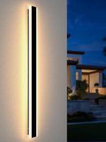 LED ilgas sieninis šviestuvas "Villa" lauko šviestuvas "Villa Porch" sieninis šviestuvas lauko IP65 vandeniui atsparūs sieniniai žibintai Juoda ilga šviesos juosta Aliuminio lauko šviestuvas Sieninis akrilinis šiltas žibintas Sodo šviesa 150 cm šilta švie