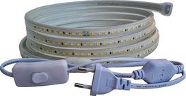 LED juosta 220 V, 2835, 120 LED, didelio ryškumo, su jungikliu, atspari vandeniui, šaltai balta / neutrali / šilta, IP67 (šaltai balta, 3,5 m)