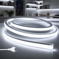 LED juosta lauke, 230 V, neoninė LED juosta, silikoninė, atspari vandeniui ir ugniai, IP65, LED juosta su silikonine lauko žarna, 120 LED/m, lauko apšvietimo juosta, balta, 5 m