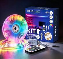 LED juosta, 5 m / 16,40 pėdų, COB LED juosta RGB su nuotolinio valdymo pultu, 320 LED, 24 V, lipni, CRI90+, lanksti, savarankiškai montuojama apšvietimo juosta su maitinimo šaltiniu, skirta vidaus patalpoms ir virtuvei