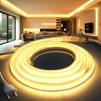 LED juostelė 10 m 230 V neoninė juostelė IP65 vandeniui atspari lauke Šiltai balta 3000K 145LEDS/M su maitinimo šaltiniu ir kištuku, lanksti "pasidaryk pats" LED juostelės šviesa lauke ir viduje Gyvenamasis kambarys Virtuvė