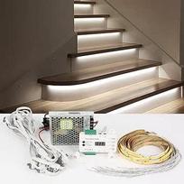 LED laiptų apšvietimas su judesio jutikliu, 16 lygių LED laiptų šviesos juosta, neutrali balta šviesa (16 pakopų RL-STEP-05-4000K)