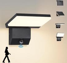 LED lauko šviestuvas su judesio jutikliu, lauko ir vidaus sieninis šviestuvas, IP65 atsparus vandeniui lauko sieninis šviestuvas, 22 W, 3000 K, šiltos baltos spalvos sieninis šviestuvas, lauko šviestuvas su 350° pasukamu skydeliu, skirtas sodui ir terasai
