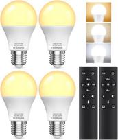 LED lemputė E27 su nuotolinio valdymo pulteliu, LED lemputės, 9 W, 60 W ekvivalentas, E27 reguliuojamo ryškumo lemputė, nuotolinio valdymo lemputė su laikmačio funkcija, 3 spalvų temperatūros, 3000 K - 6000 K lemputė, skirta namų apdailai